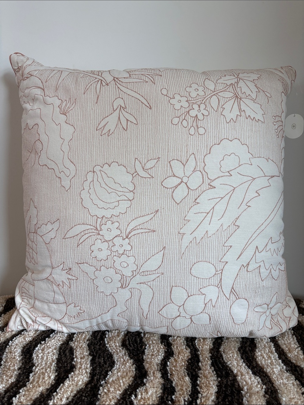 Threshold Studio McGee Floral Embroidered Oversized Throw Pillow Cream Peach NWT